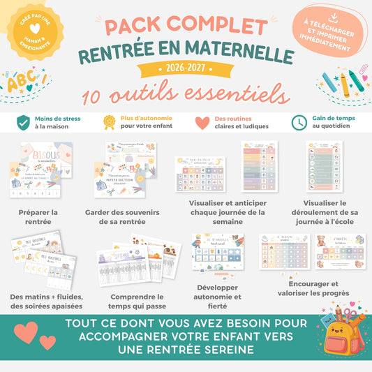 PACK Rentrée école maternelle, Semainiers, Routines, Calendriers et Tableaux de progrès