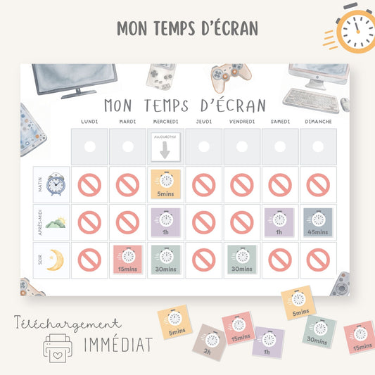 Tableau temps écran, gestion des écrans enfant
