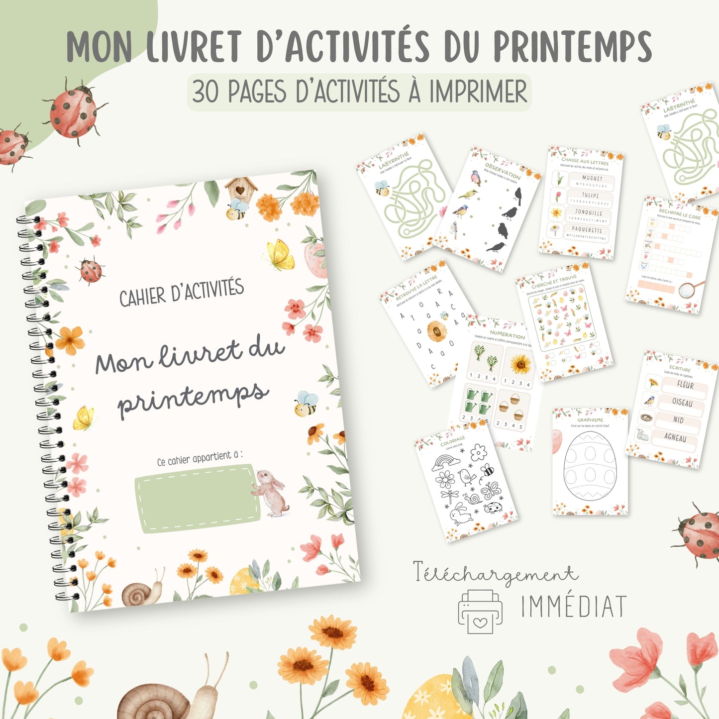 Cahier du printemps, Fiches printemps maternelle