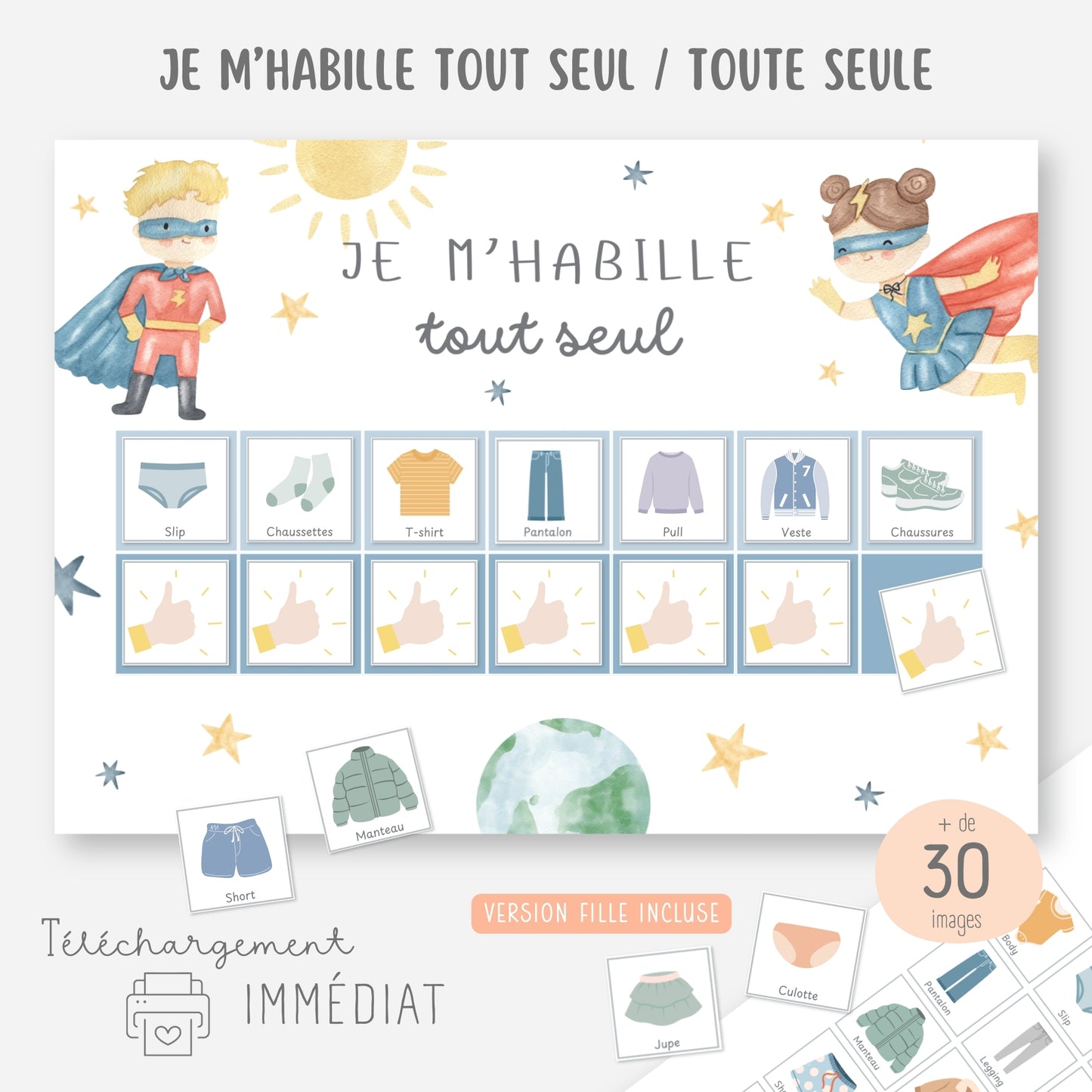 Tableau d’habillage – Je m’habille seul