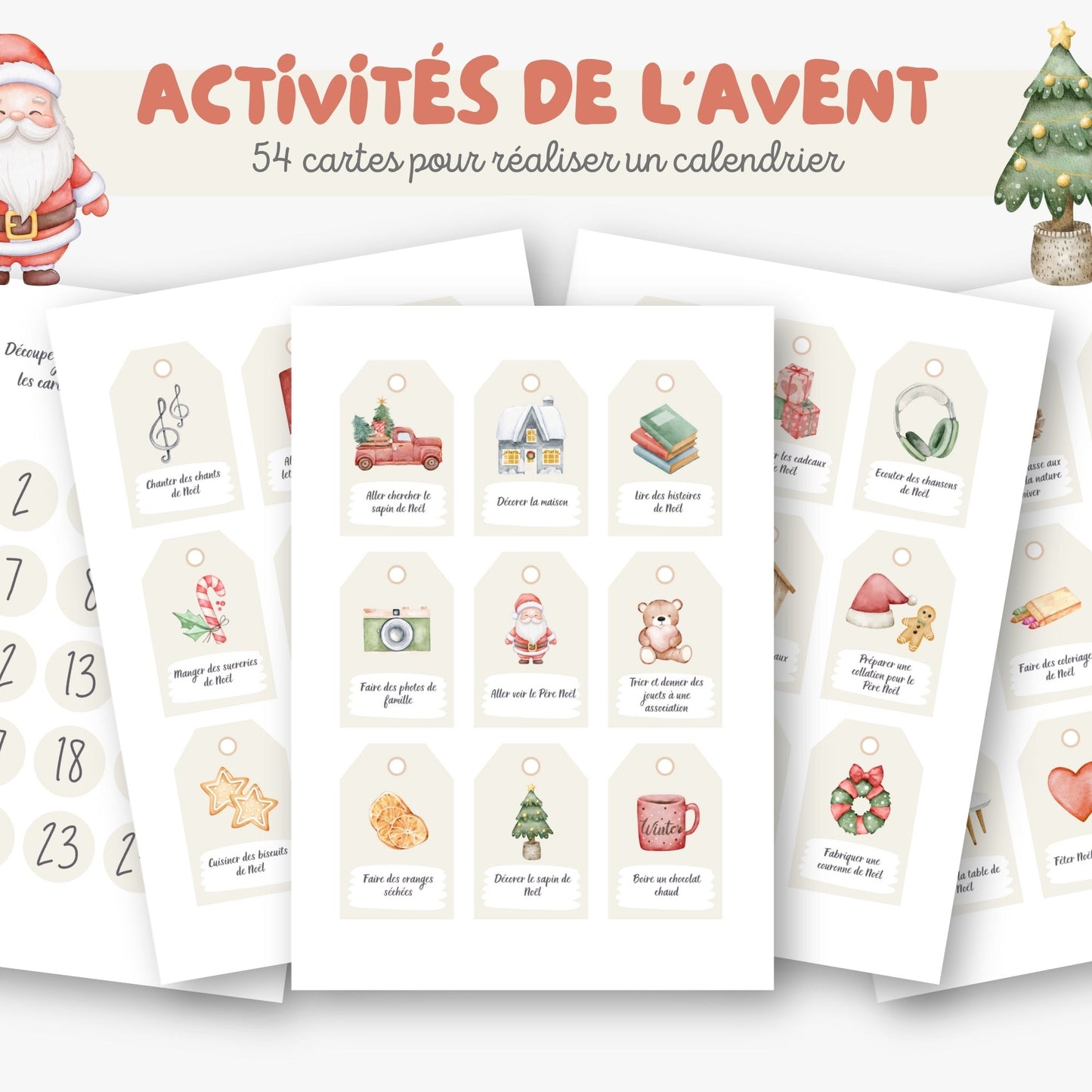 Calendrier de l'avent avec 54 cartes d'activités Little Cabane
