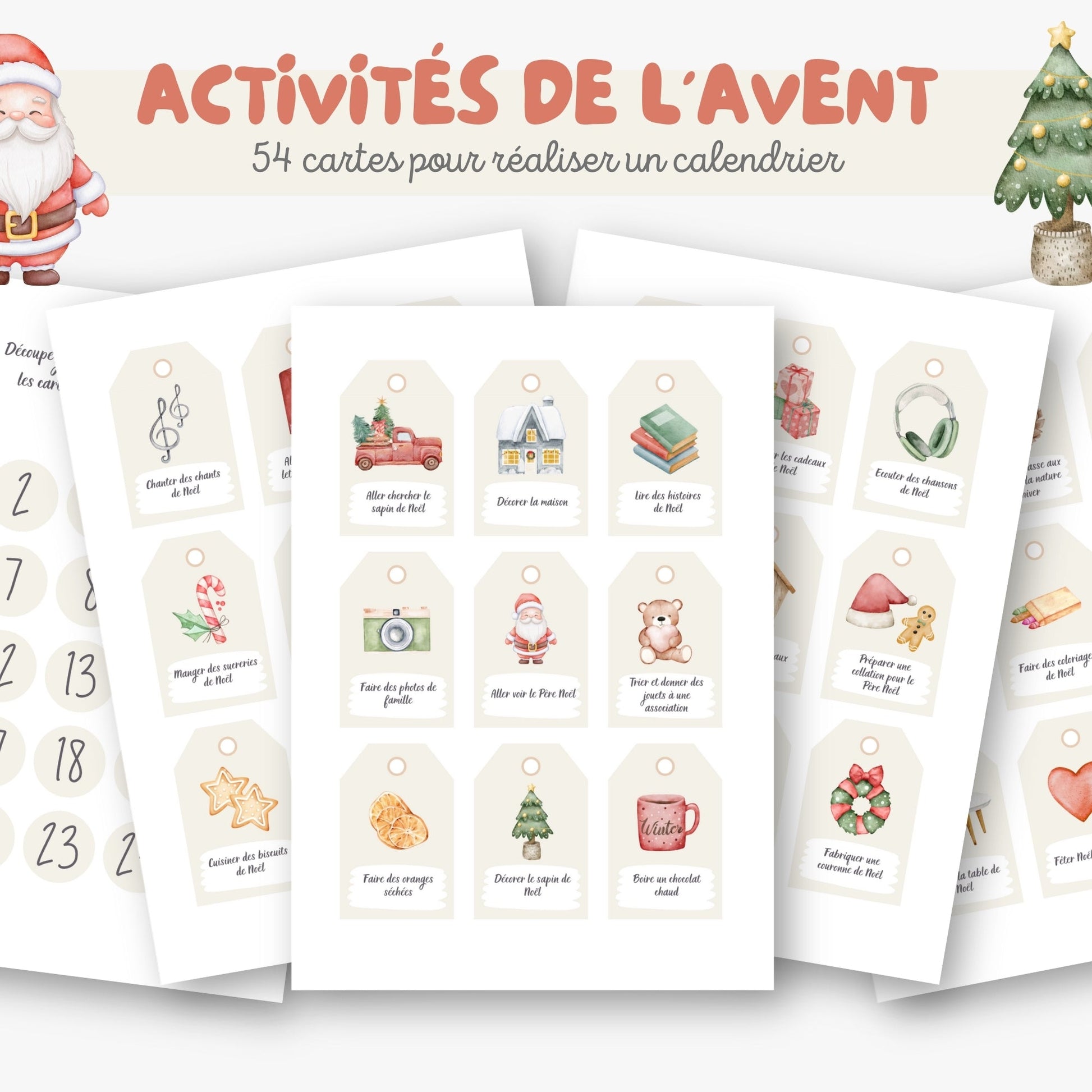 Calendrier de l'avent avec 54 cartes d'activités Little Cabane