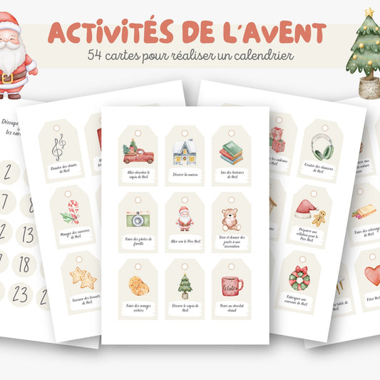Calendrier de l'avent avec 54 cartes d'activités Little Cabane