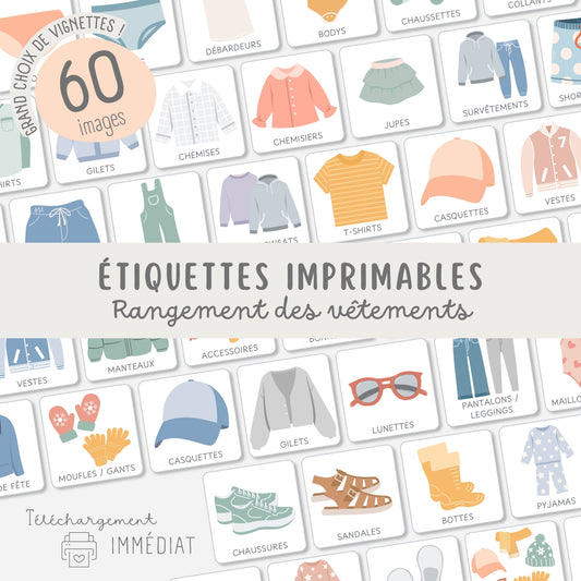 Etiquettes rangement des vêtements enfant