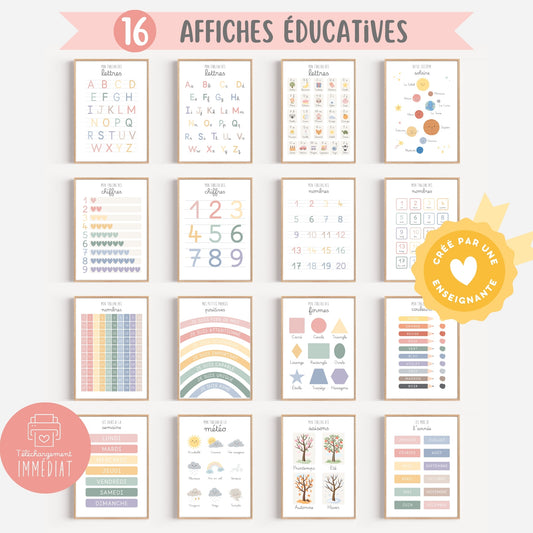 Pack de 16 affiches éducatives