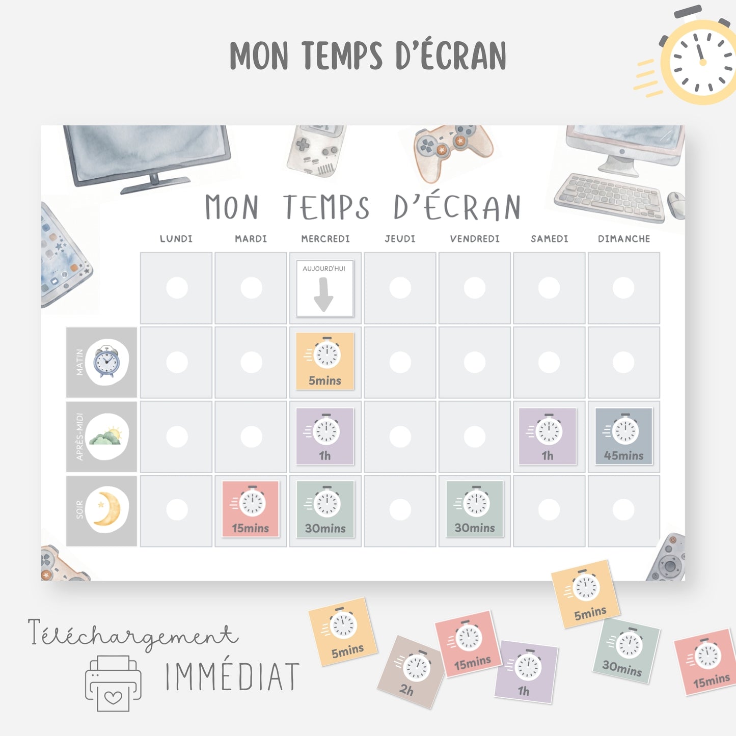 Tableau temps écran, gestion des écrans enfant