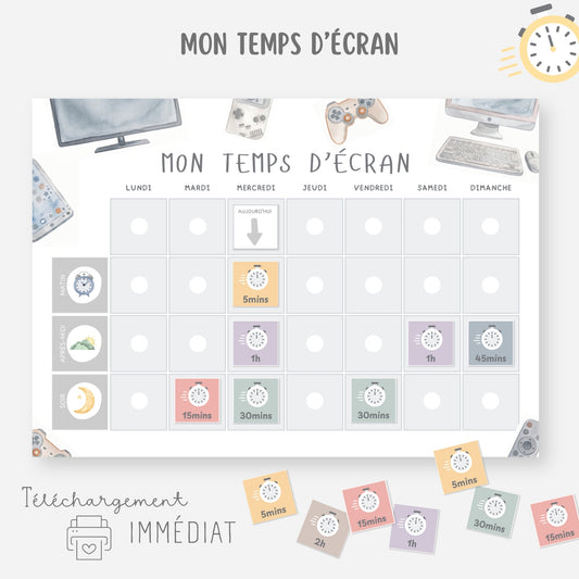 Tableau temps écran, gestion des écrans enfant