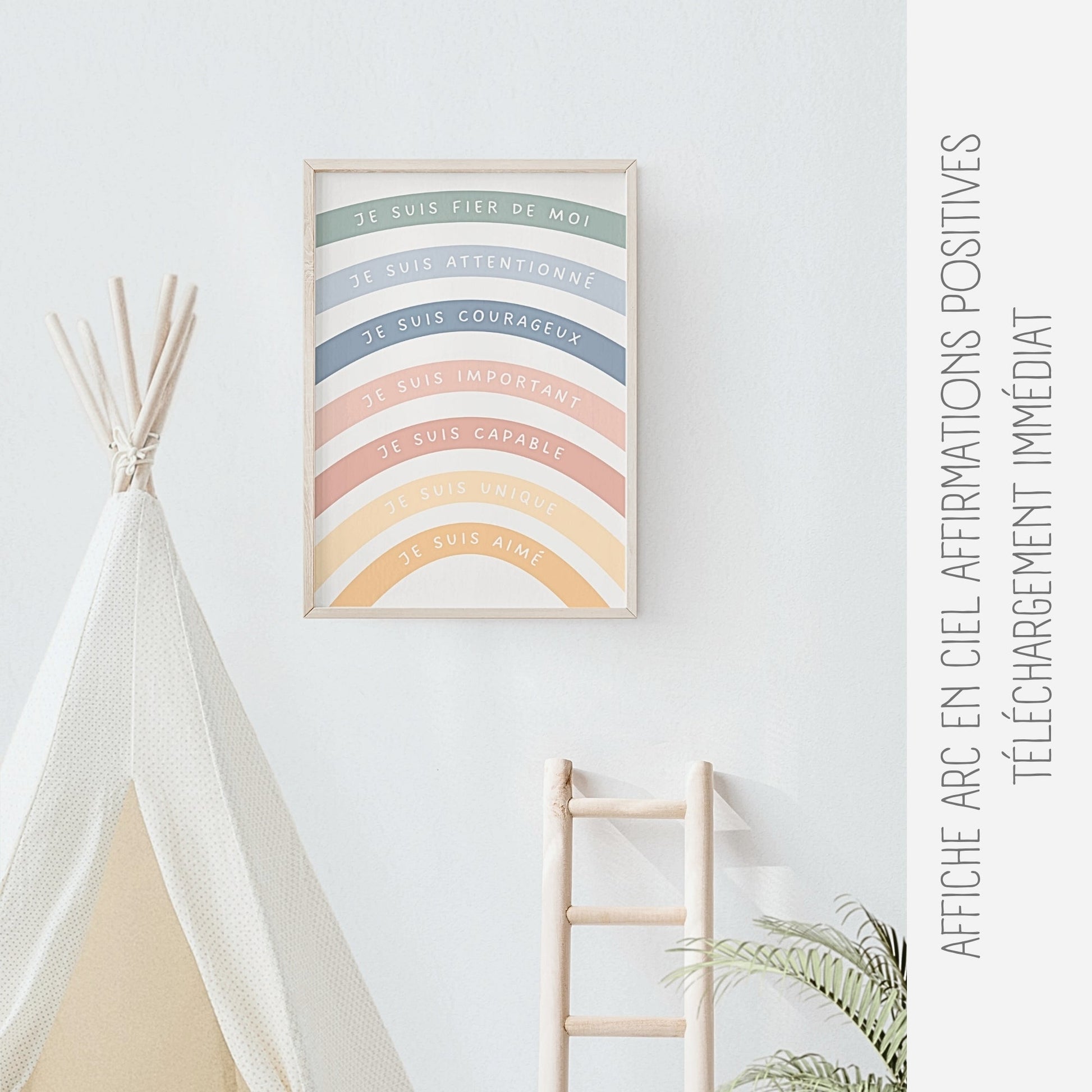 Affiche affirmations positives arc en ciel Little Cabane