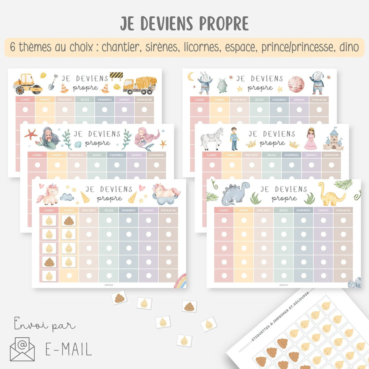 Lot De 2 Tableaux D’Apprentissage De La Propreté – Supports Visuels, Autocollants, Cartes De Communication – Garçons