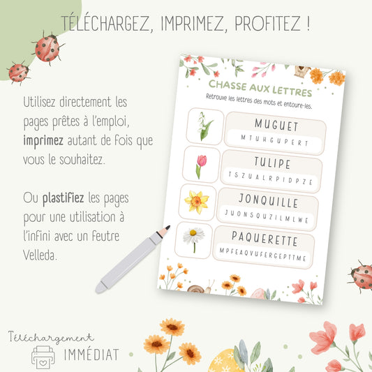 Cahier du printemps, Fiches printemps maternelle