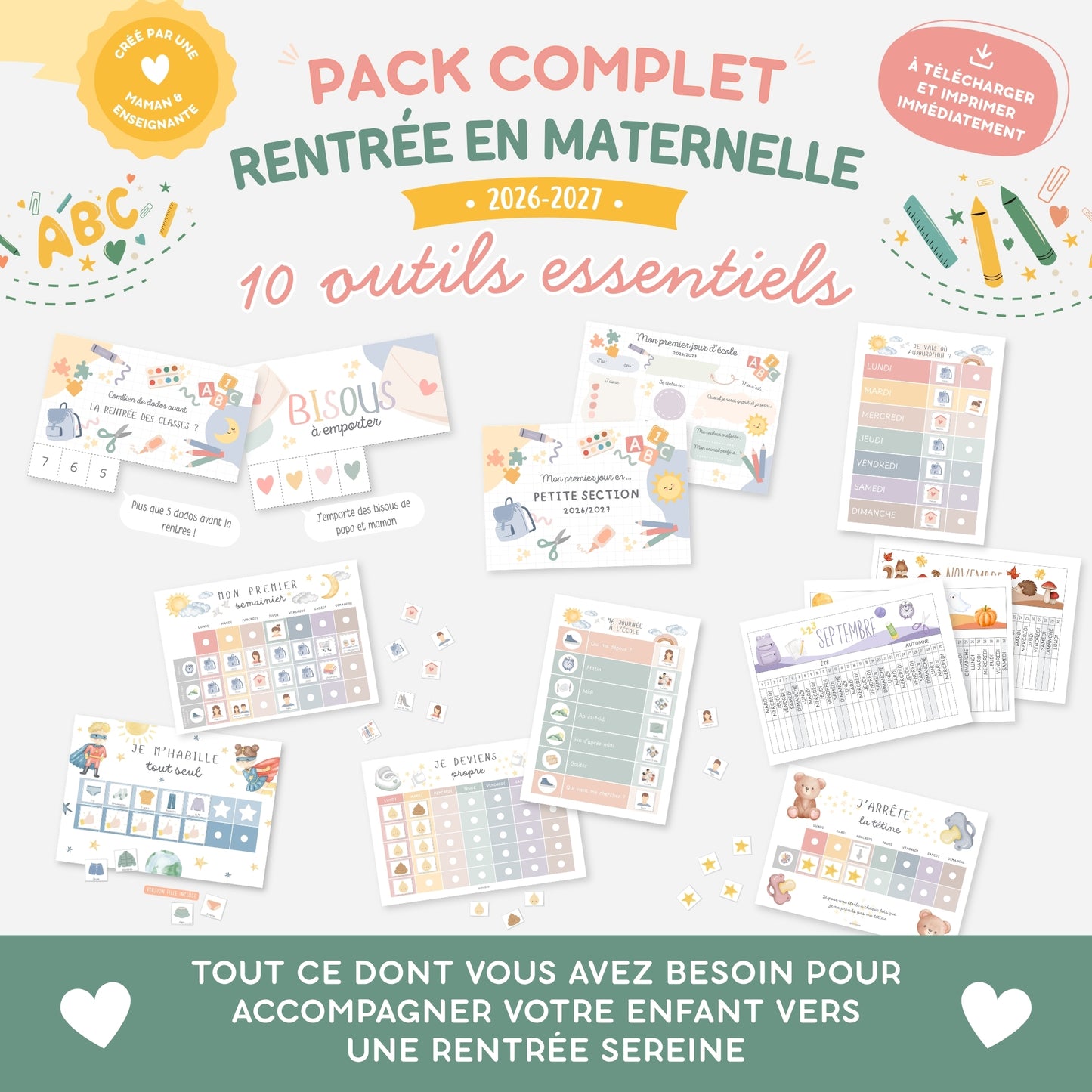 PACK Rentrée école maternelle, Semainiers, Routines, Calendriers et Tableaux de progrès