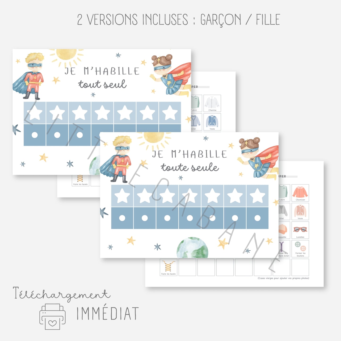 Tableau d’habillage – Je m’habille seul