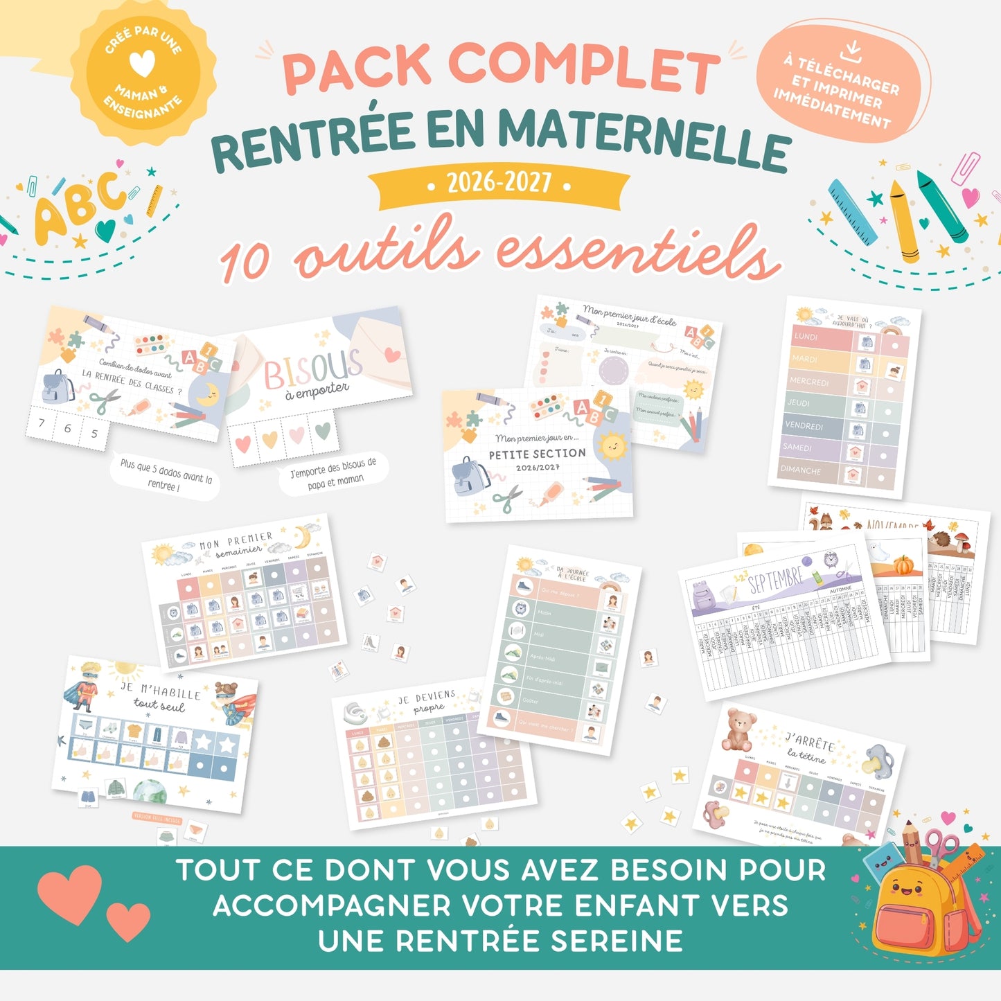 PACK Rentrée école maternelle, Semainiers, Routines, Calendriers et Tableaux de progrès