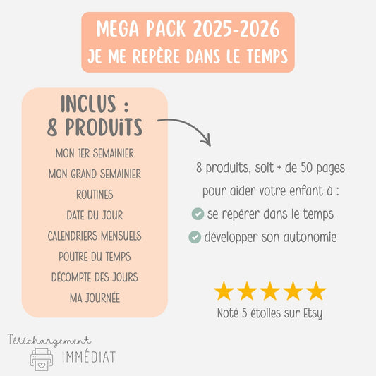Pack Se repérer dans le temps, Semainiers et Routines Little Cabane