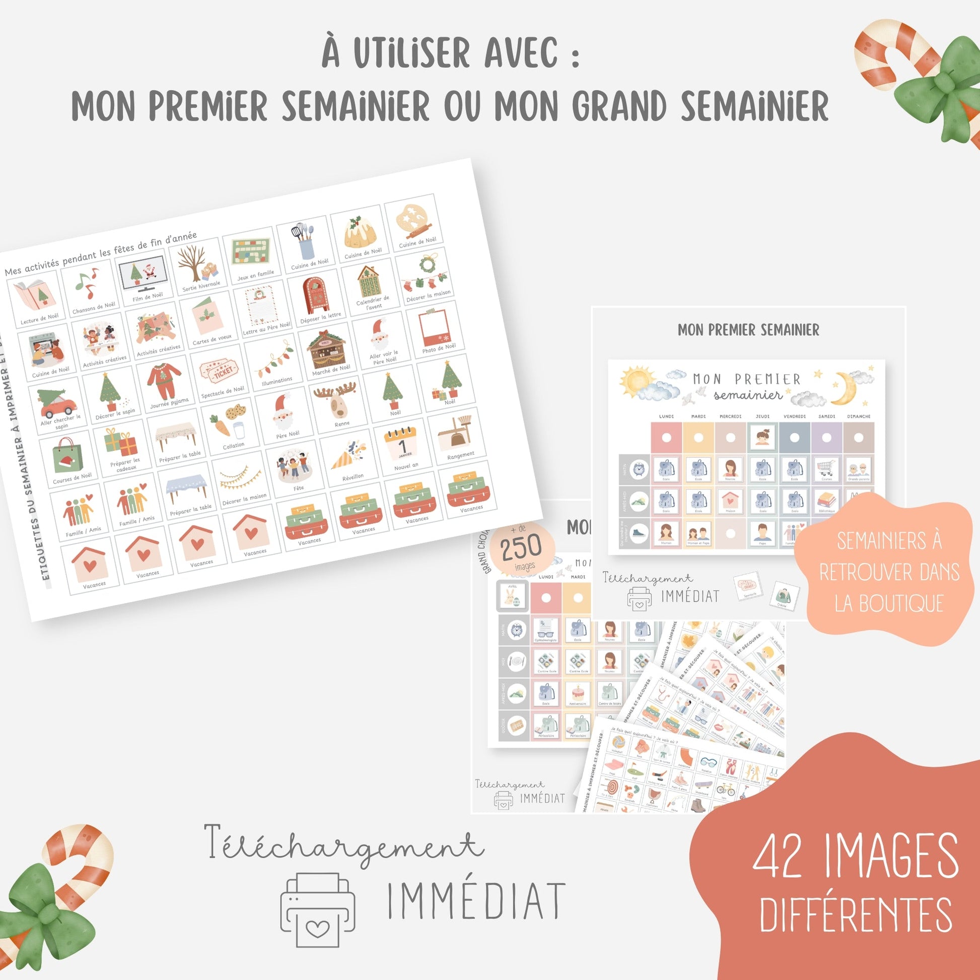 Vignettes fêtes de Noël pour le semainier Little Cabane