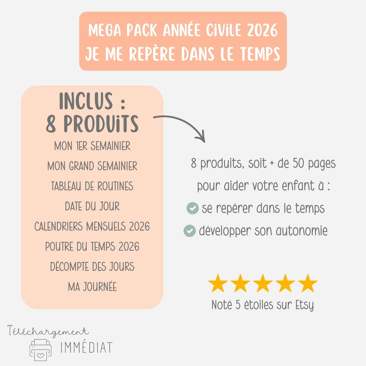 MEGA PACK Semainiers et Routines, Calendriers 2026, Se repérer dans le temps Little Cabane