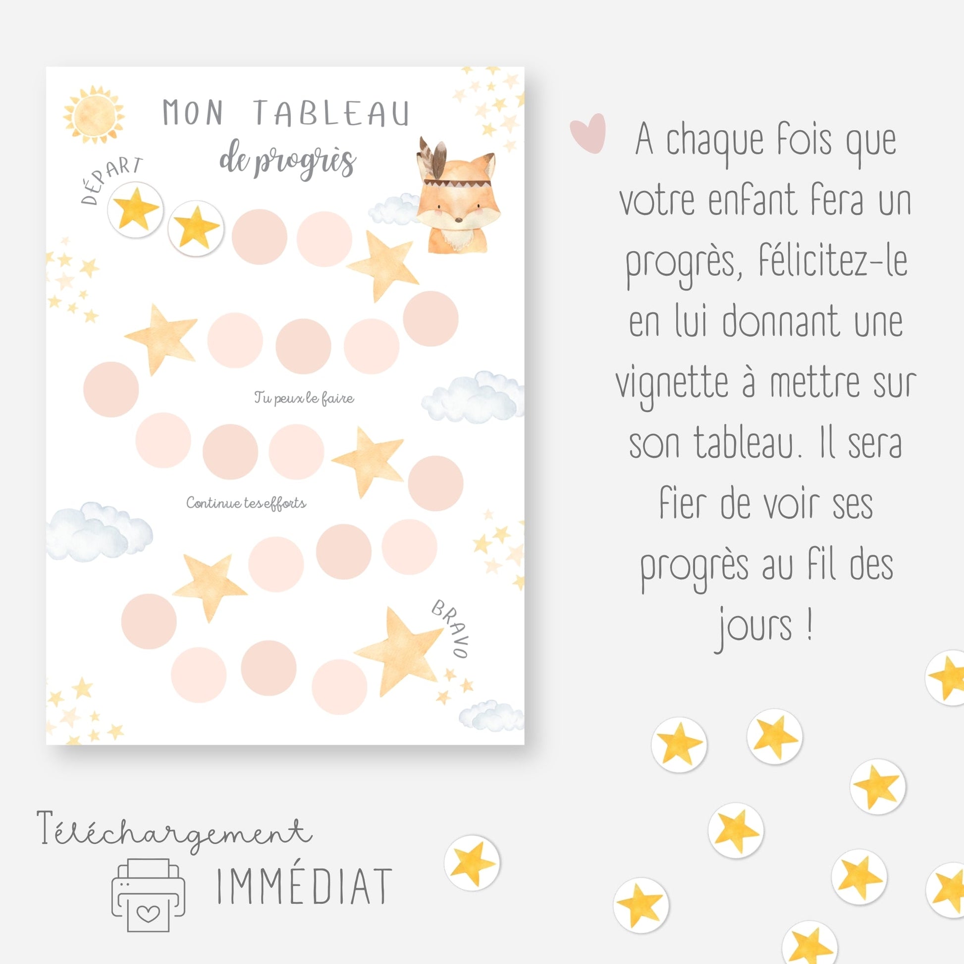 Affiche de progrès enfant - Je progresse Little Cabane