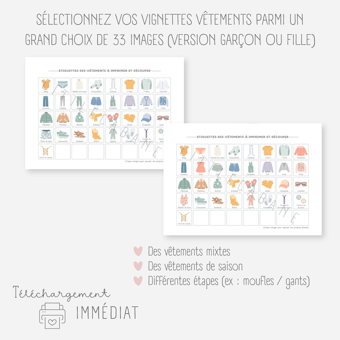 Tableau d’habillage – Je m’habille seul