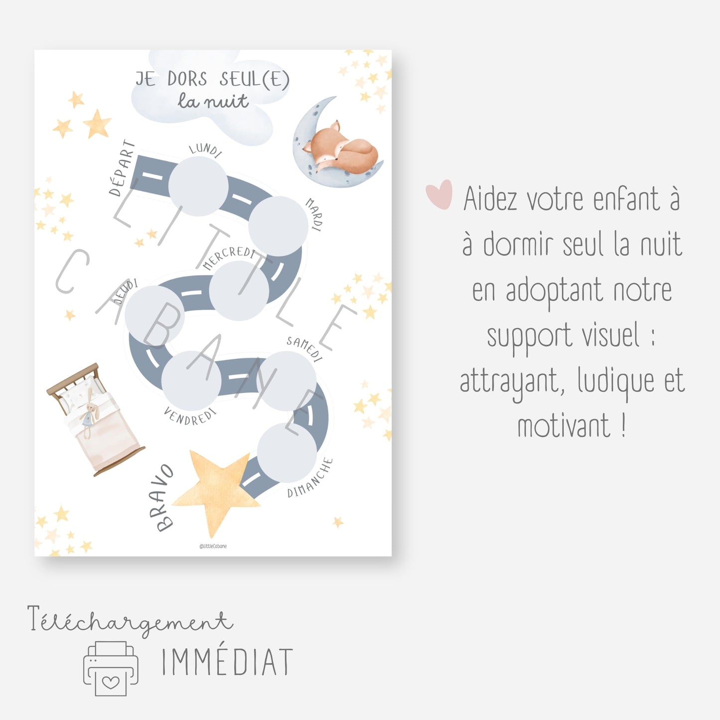 Affiche du sommeil en autonomie - Je dors seul la nuit Little Cabane