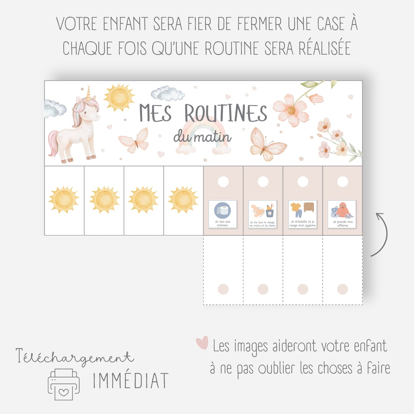 Mes tableaux de routines pliables - Licorne Little Cabane