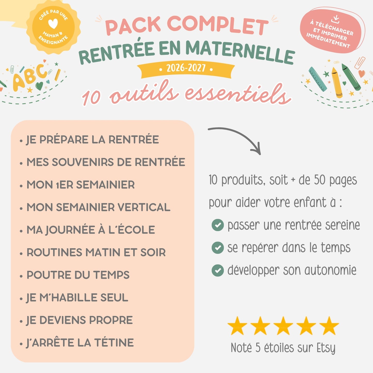 PACK Rentrée école maternelle, Semainiers, Routines, Calendriers et Tableaux de progrès