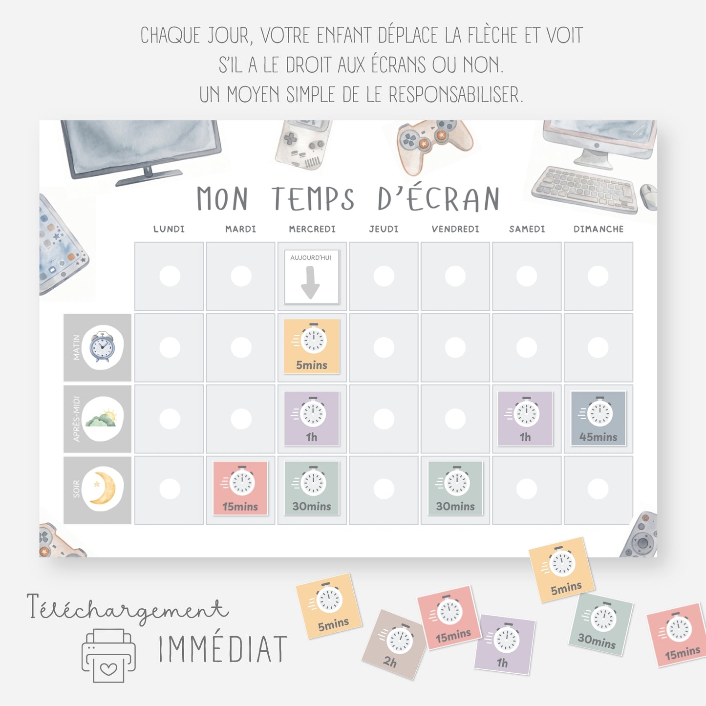 Tableau temps écran, gestion des écrans enfant