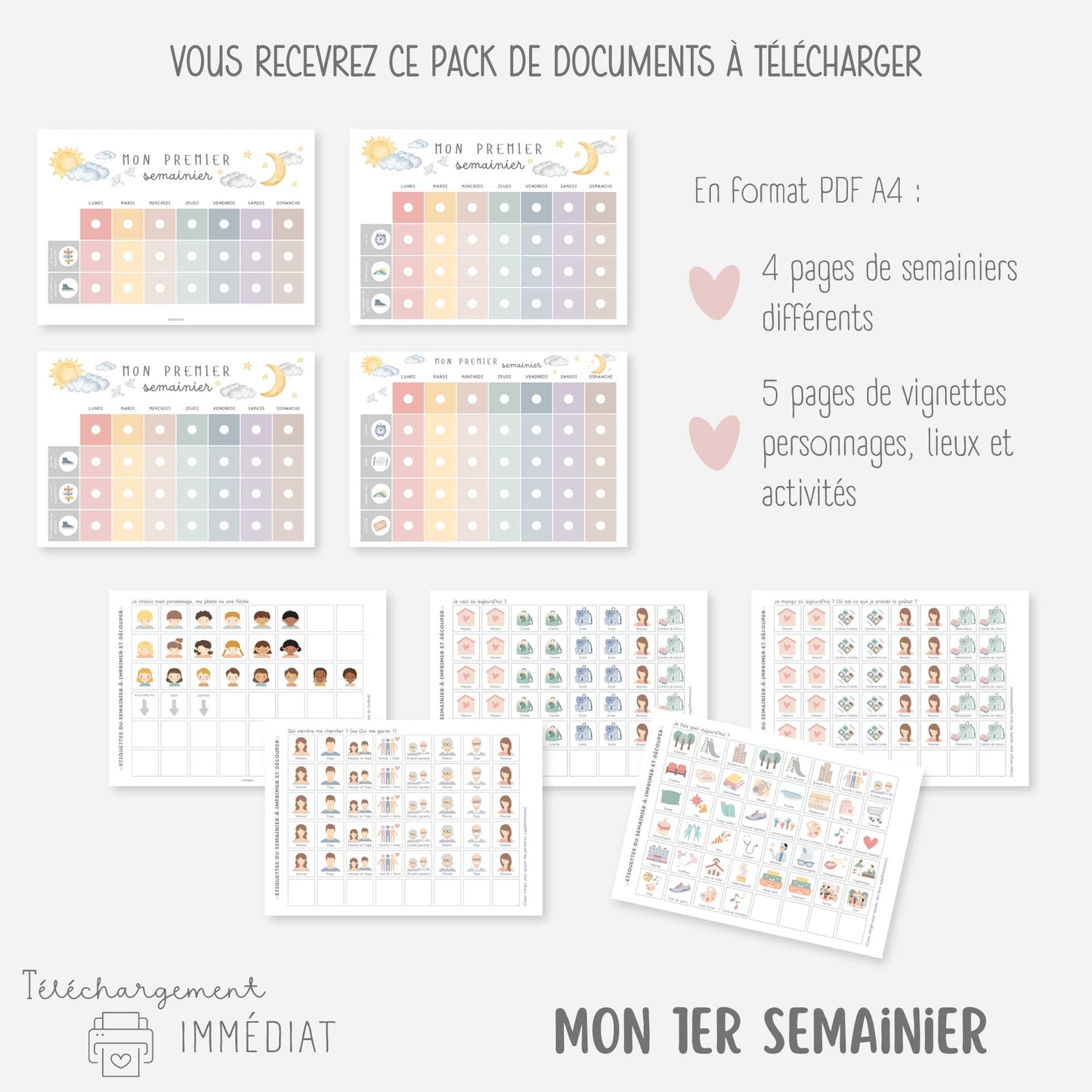 MEGA PACK Semainiers et Routines, Calendriers 2026, Se repérer dans le temps Little Cabane