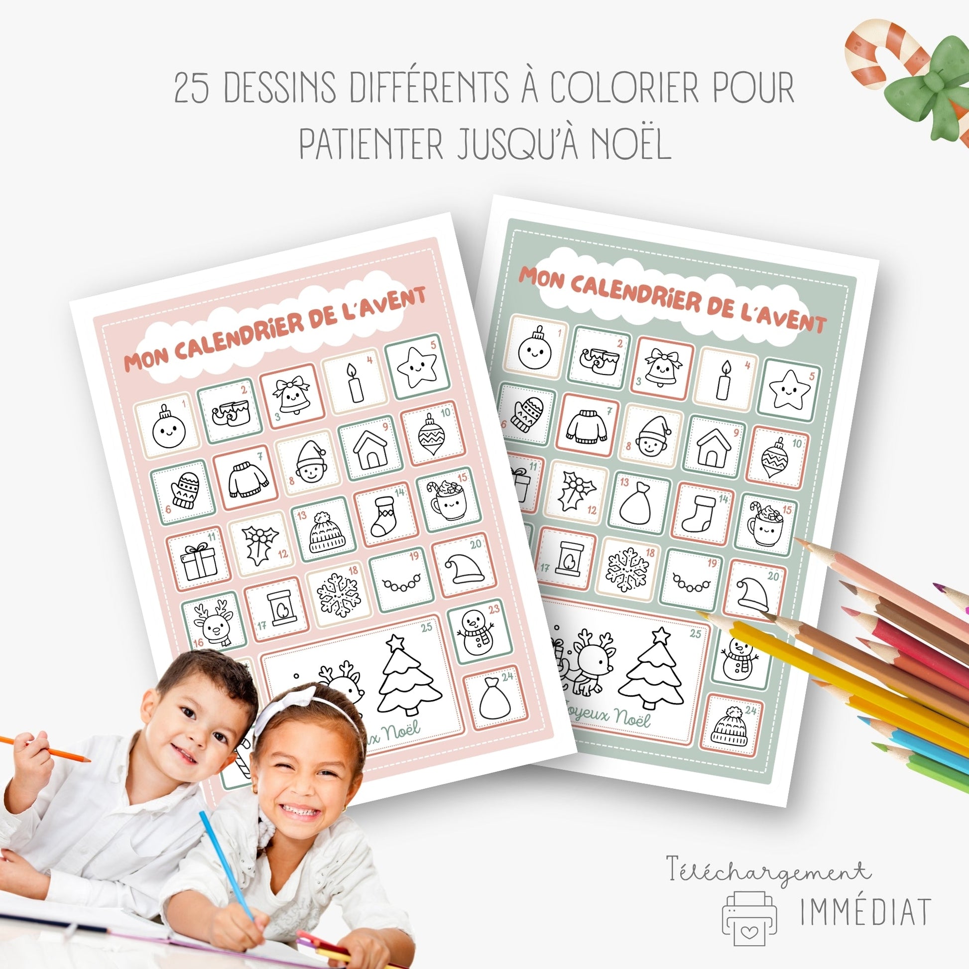 Calendrier de l'avent à colorier Little Cabane