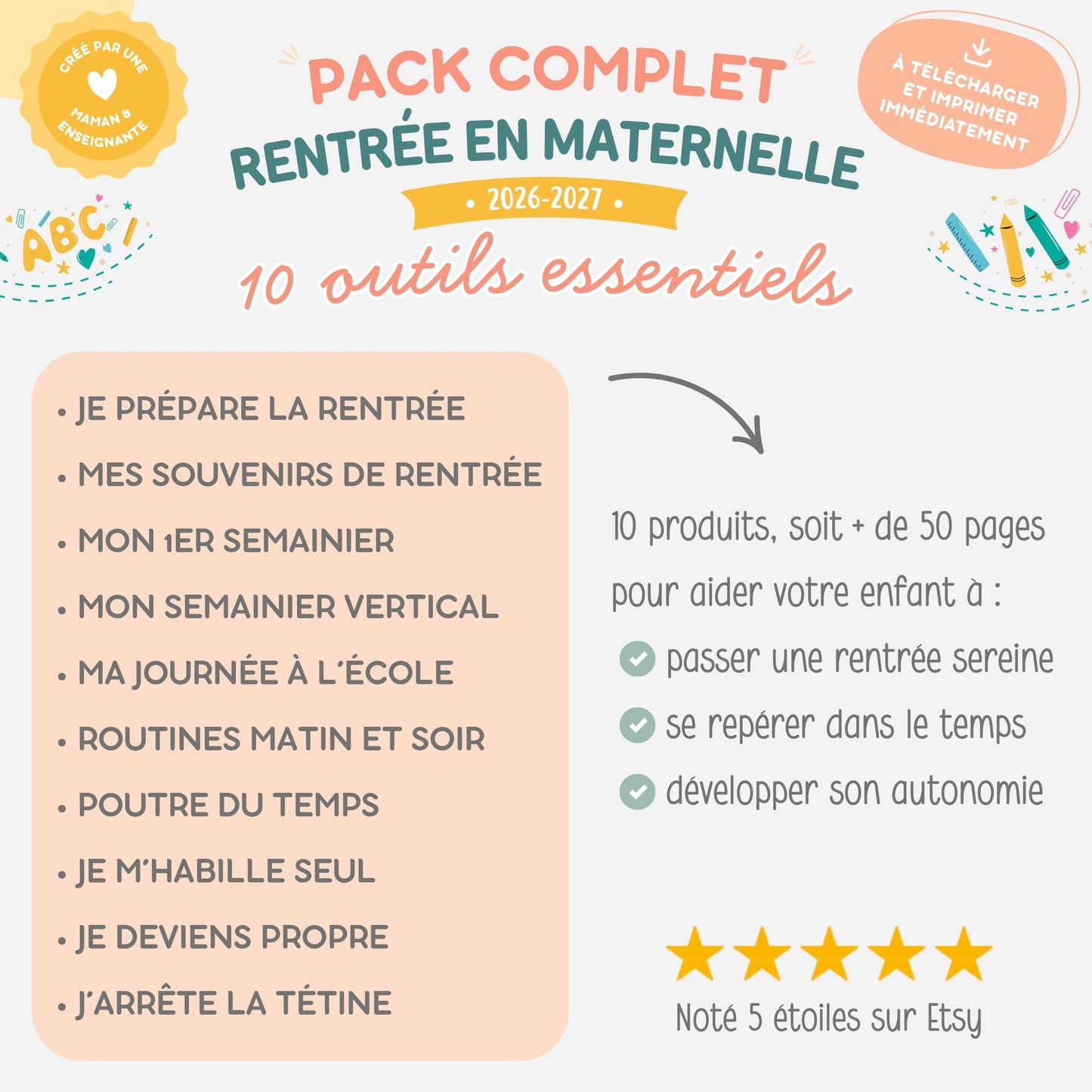 PACK Rentrée école maternelle, Semainiers, Routines, Calendriers et Tableaux de progrès