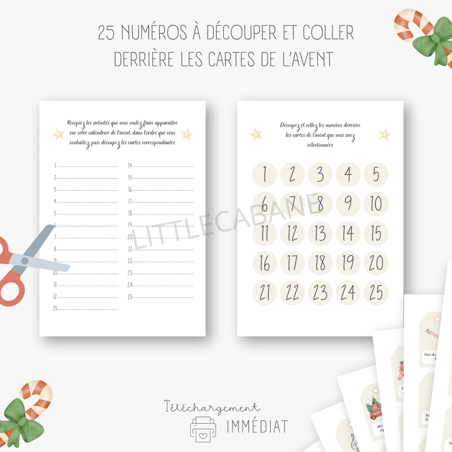 Calendrier de l'avent avec 54 cartes d'activités Little Cabane