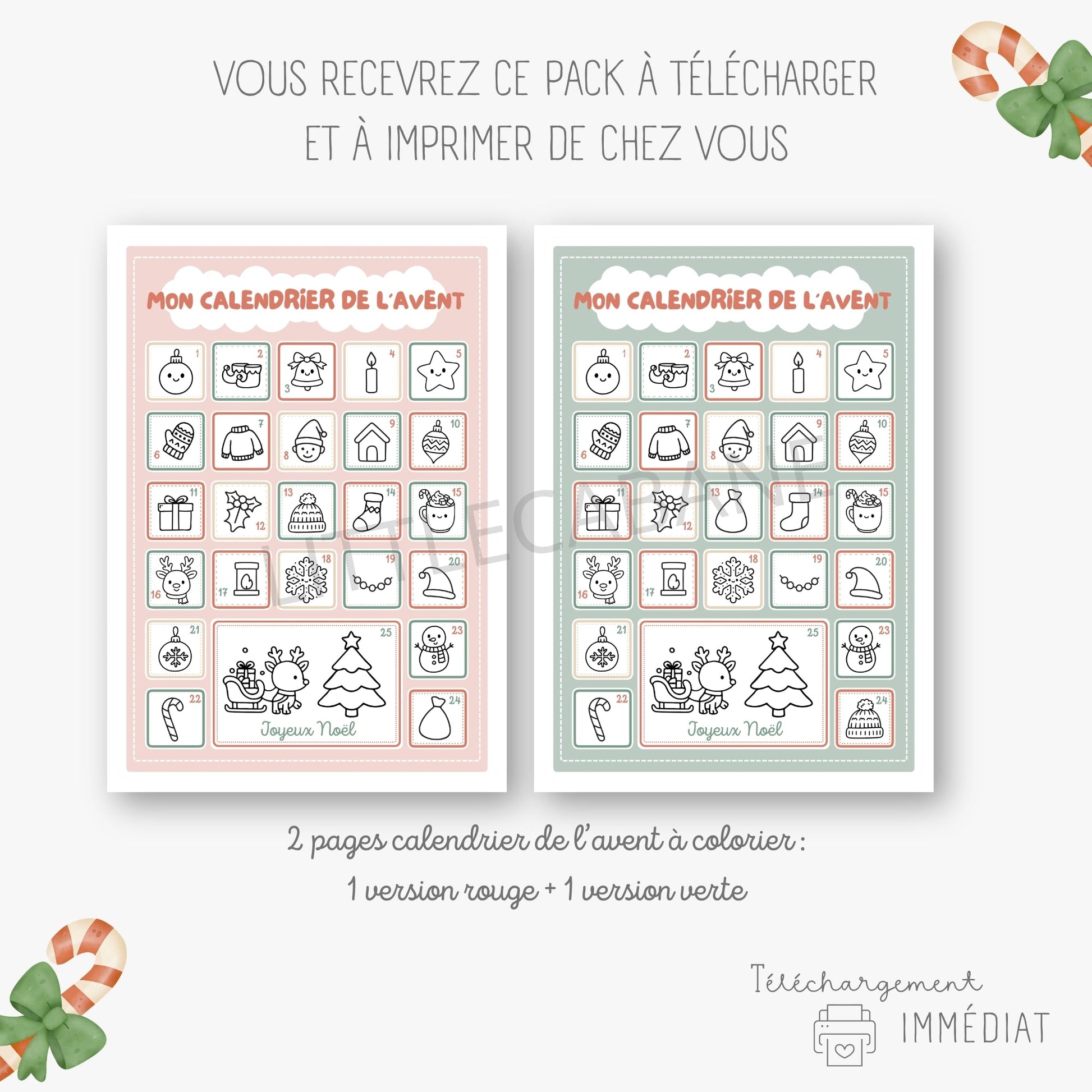 Calendrier de l'avent à colorier Little Cabane