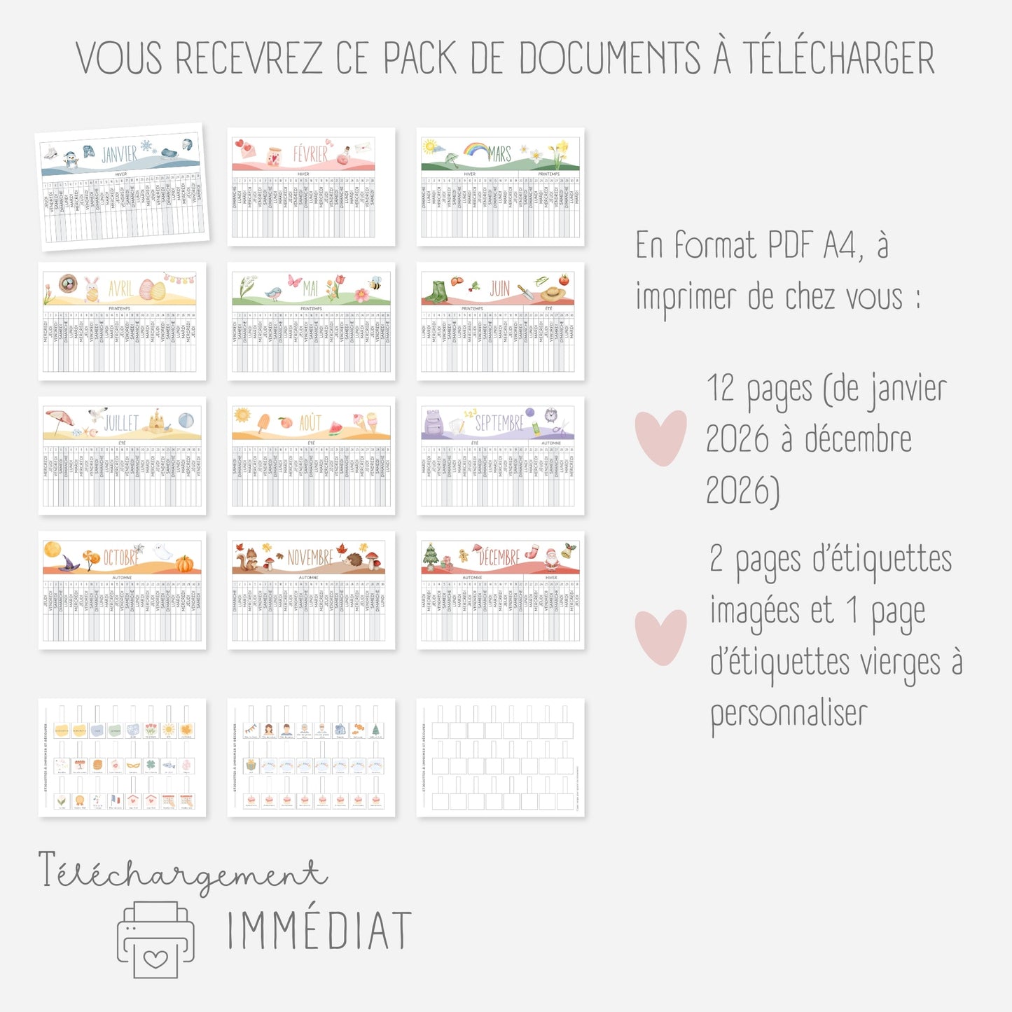 Poutre du temps Montessori année civile 2026 Little Cabane
