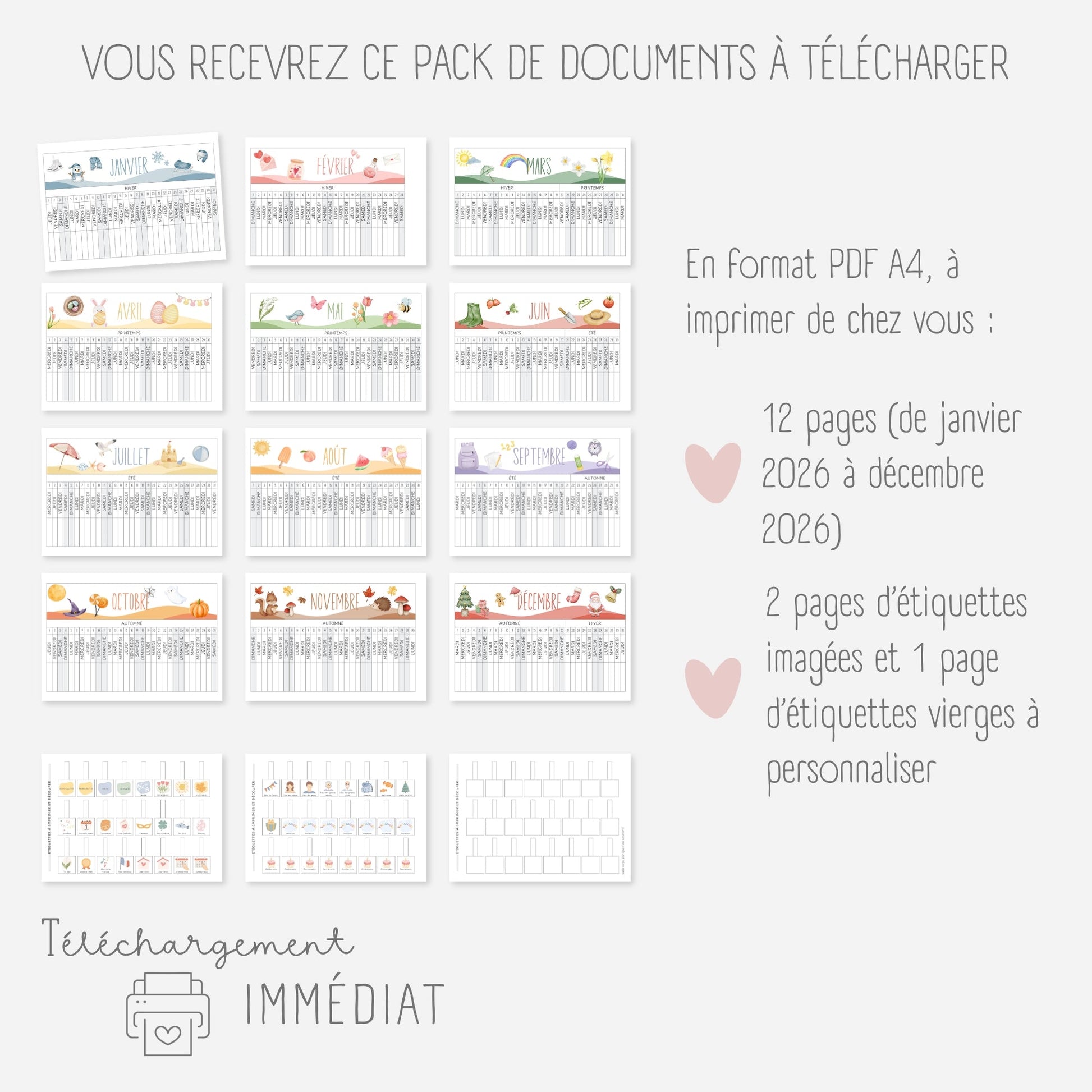 Poutre du temps Montessori année civile 2026 Little Cabane