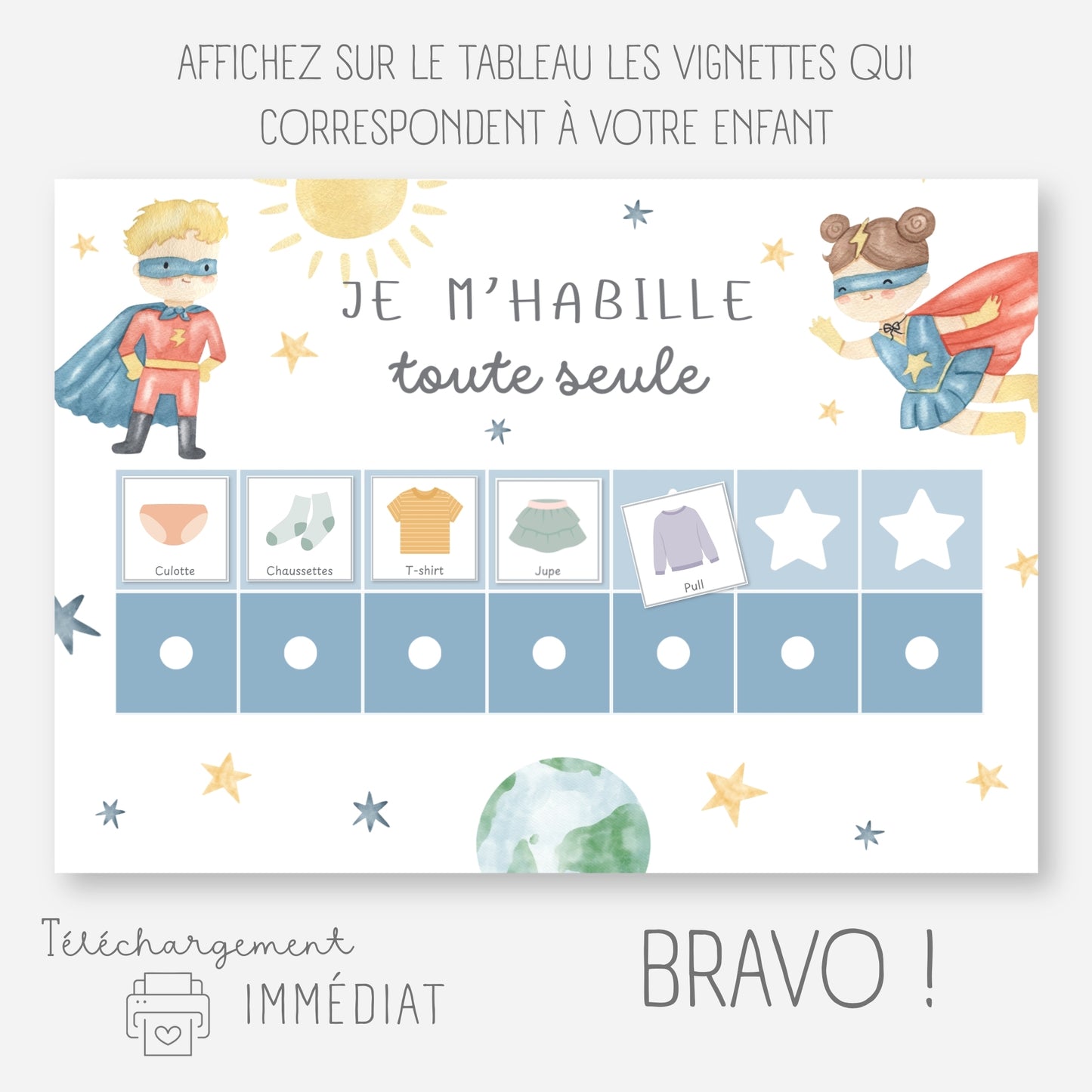 Tableau d’habillage – Je m’habille seul
