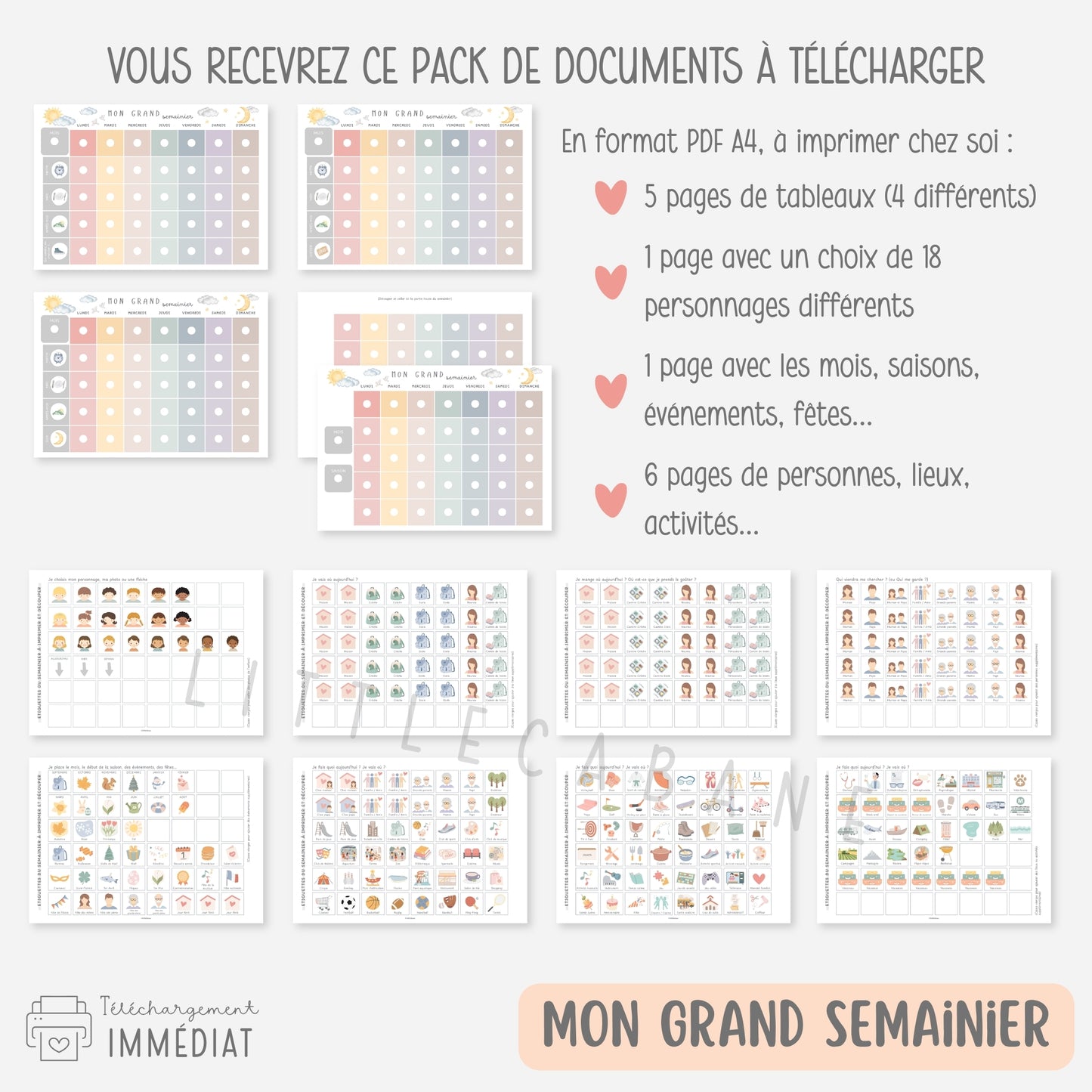 PACK Semainiers, Routines et Calendriers pour se repérer dans le temps