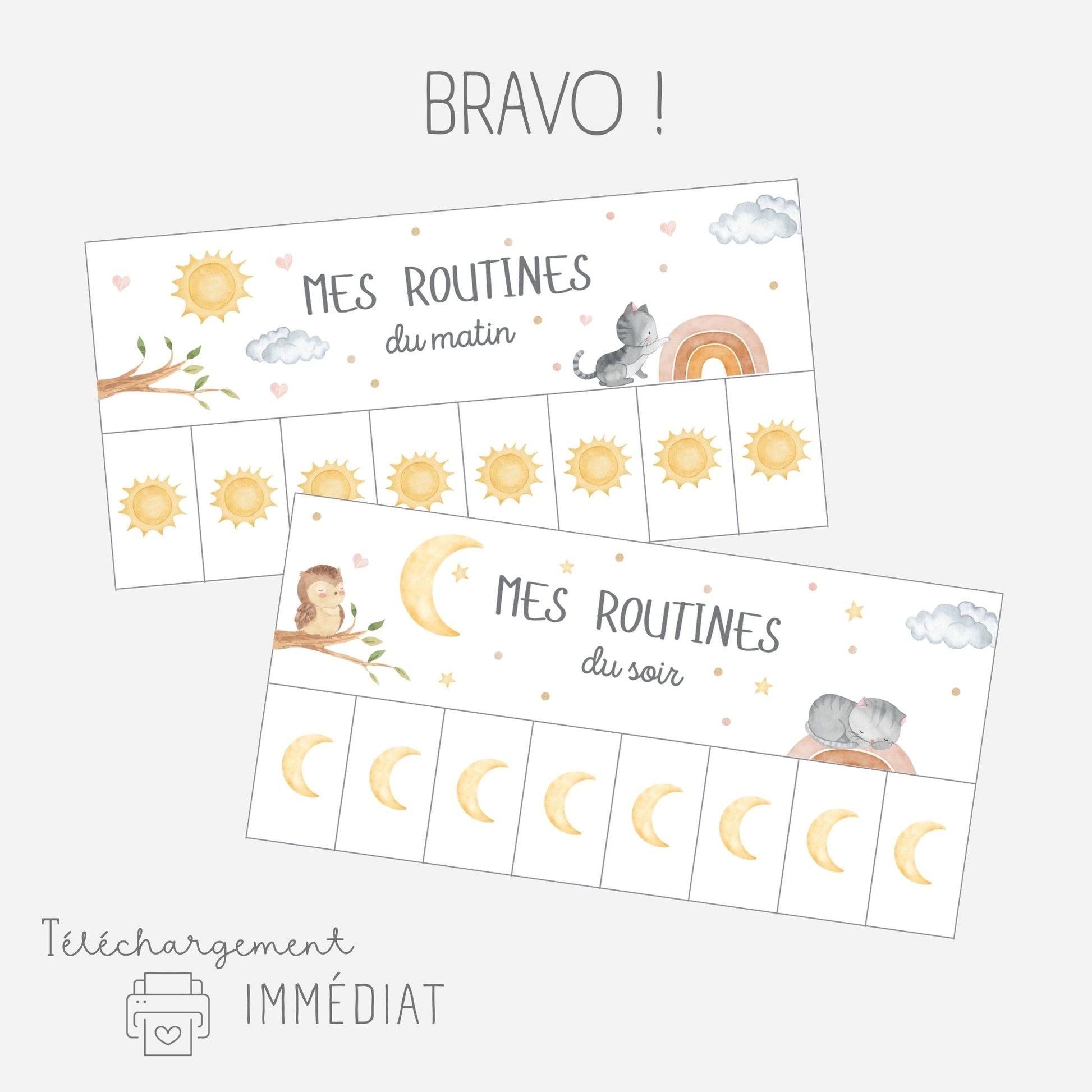 Mes tableaux de routines pliables - Chat Little Cabane