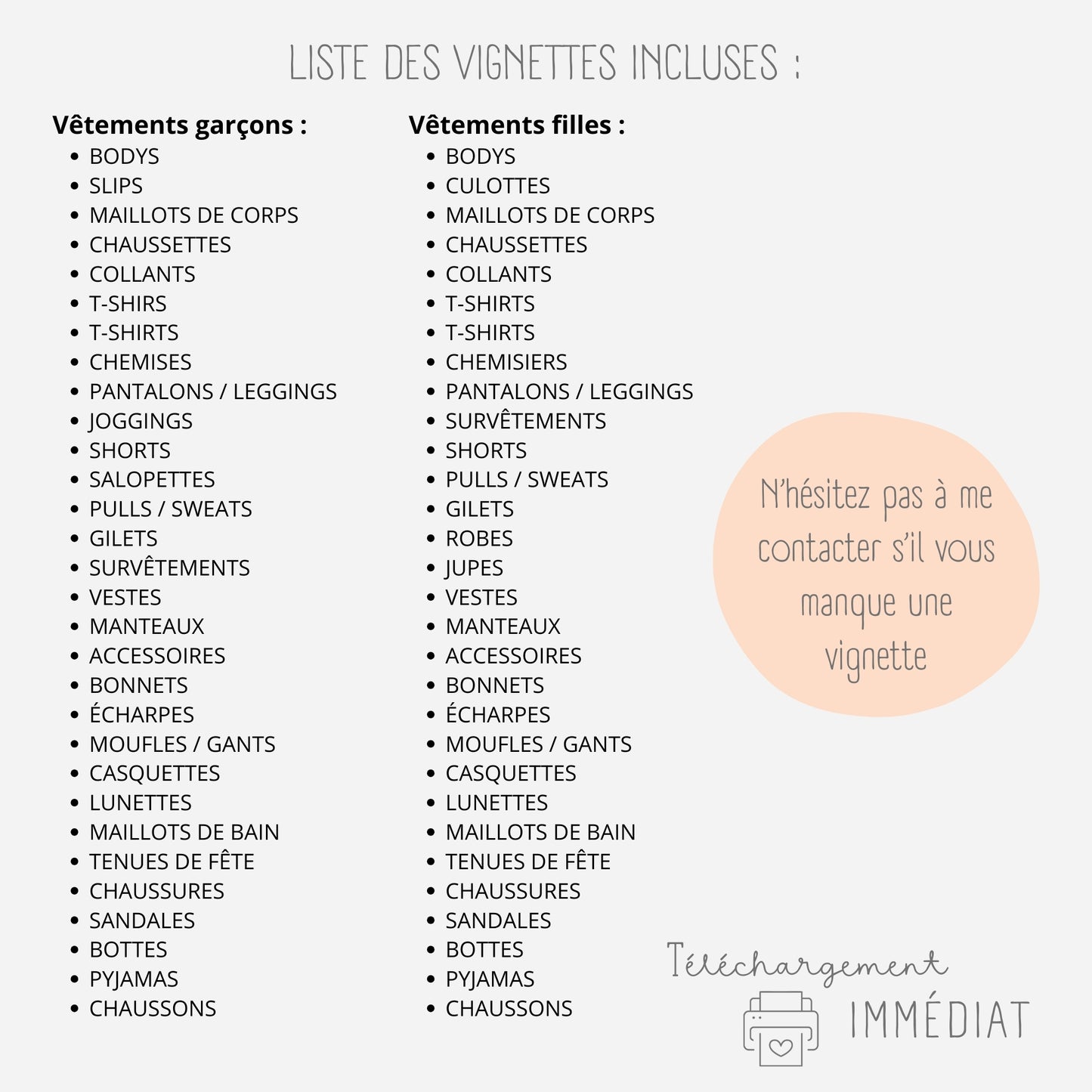 Etiquettes rangement des vêtements enfant