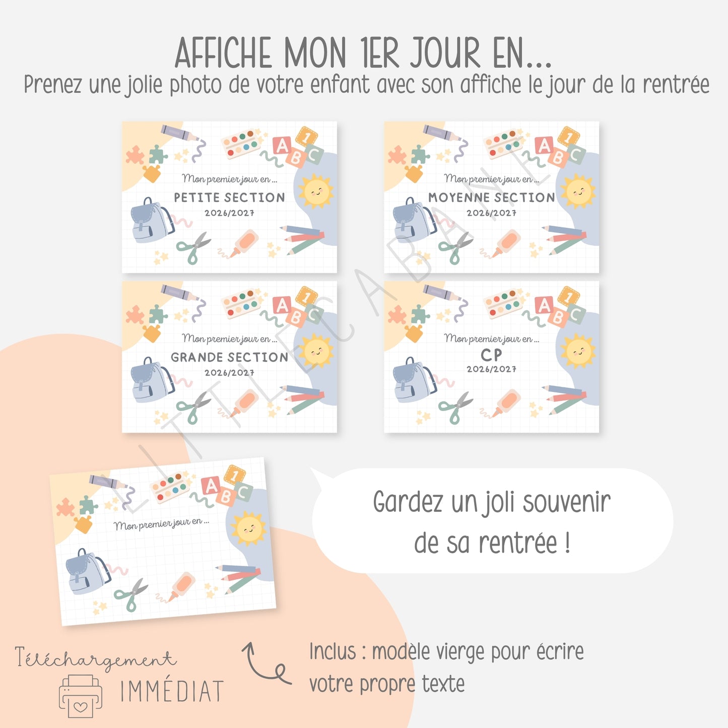 Affiche premier jour d'école, Pack rentrée scolaire