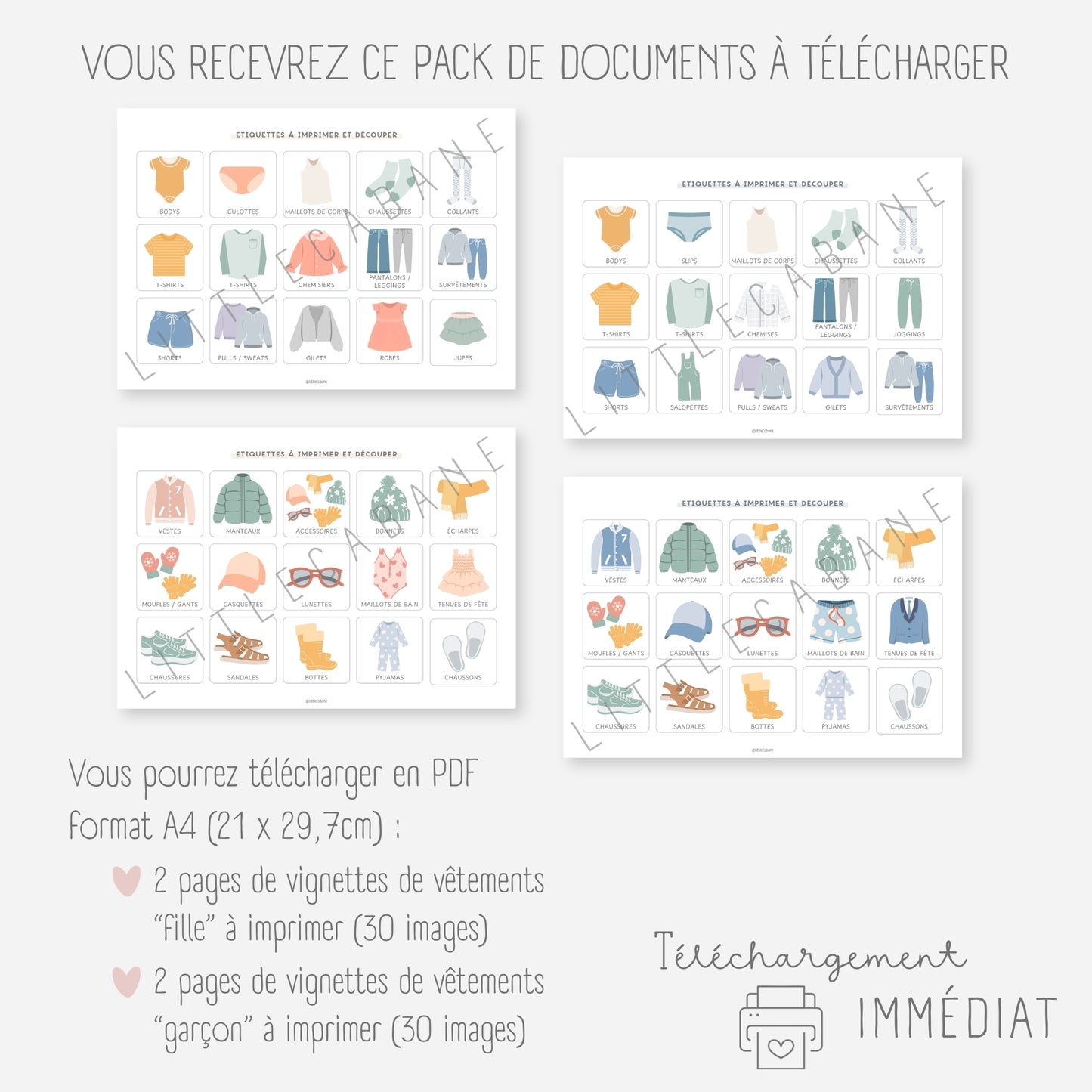 Etiquettes rangement des vêtements enfant