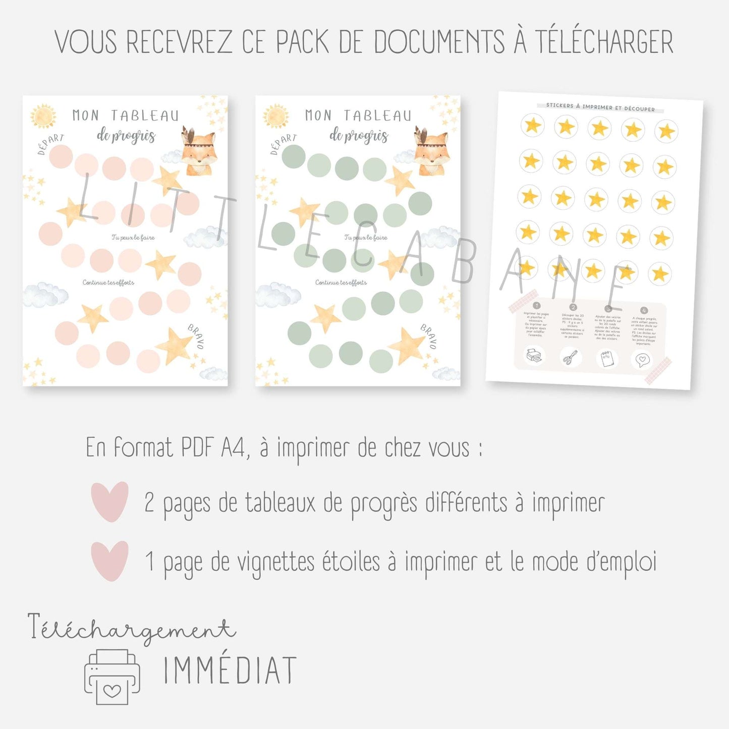 Affiche de progrès enfant - Je progresse Little Cabane