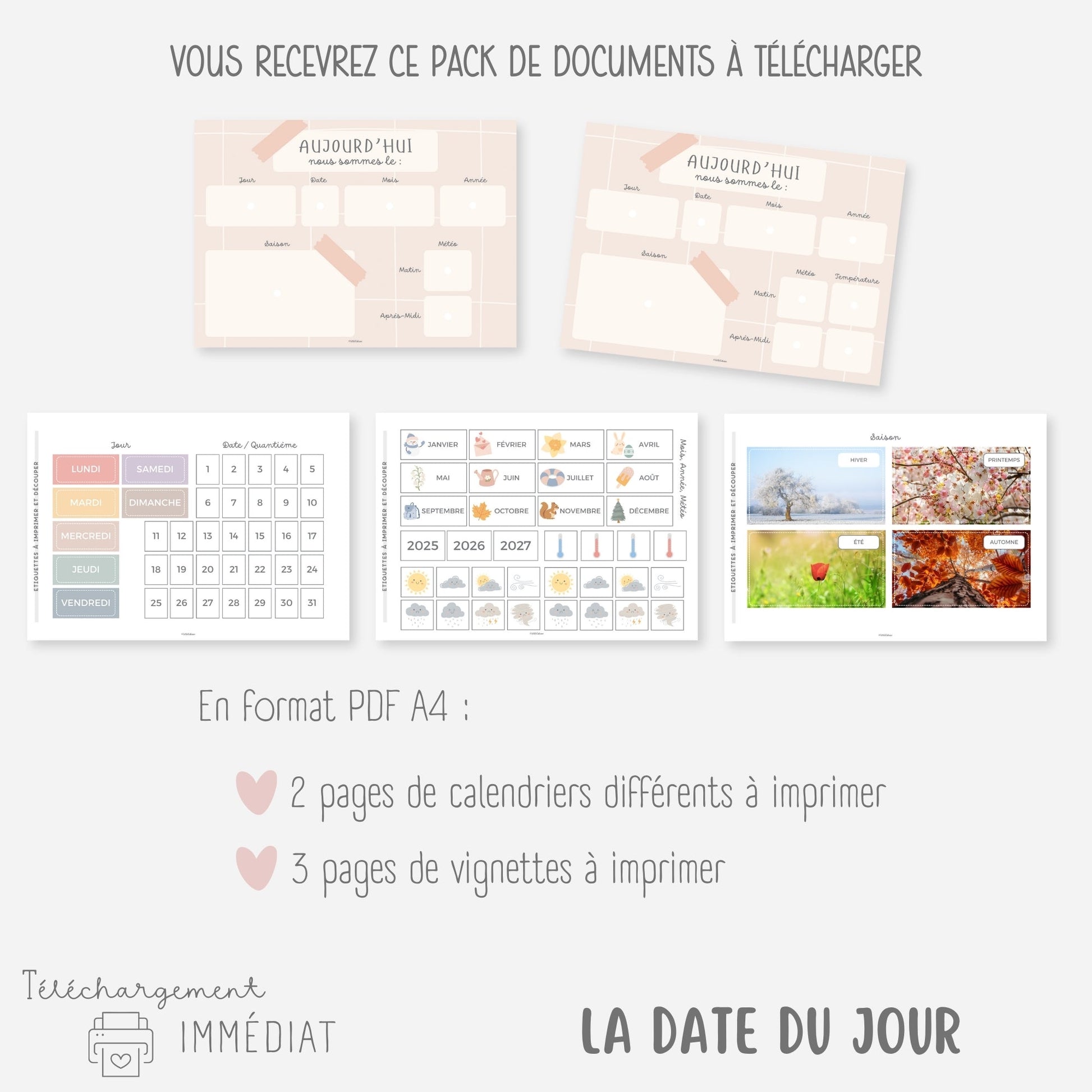 MEGA PACK Semainiers et Routines, Calendriers 2026, Se repérer dans le temps Little Cabane