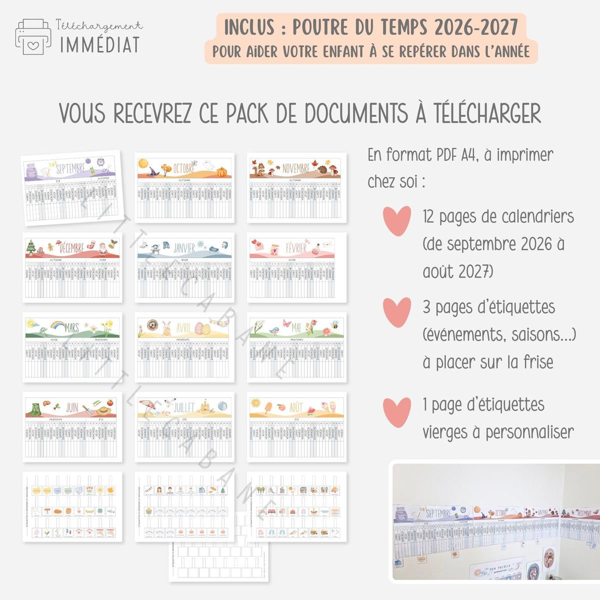 PACK Semainier enfant maternelle, Planning semaine, Routine, Frise du temps, Tableaux de progrès