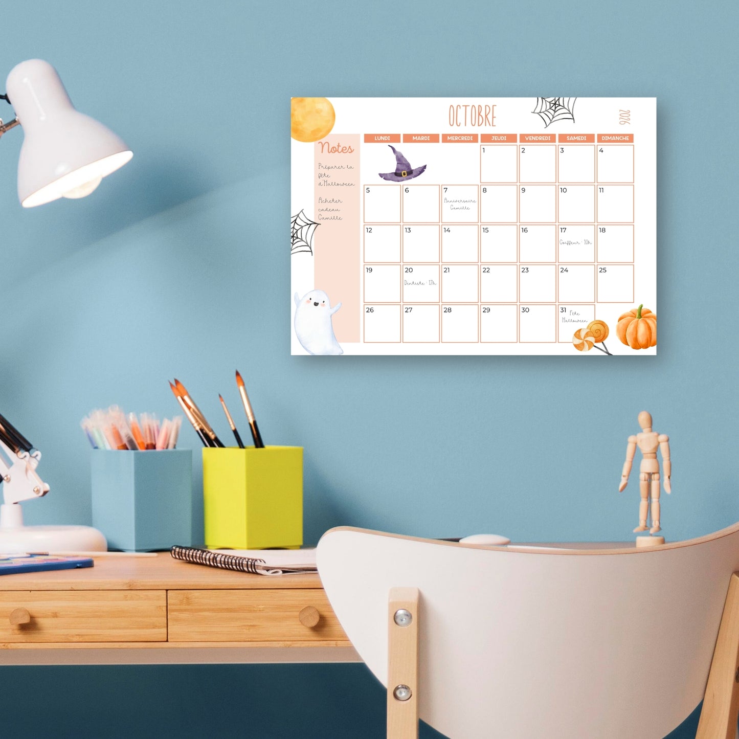 Calendrier mensuel année scolaire 2026-2027
