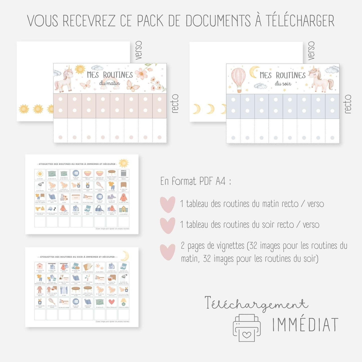 Mes tableaux de routines pliables - Licorne Little Cabane