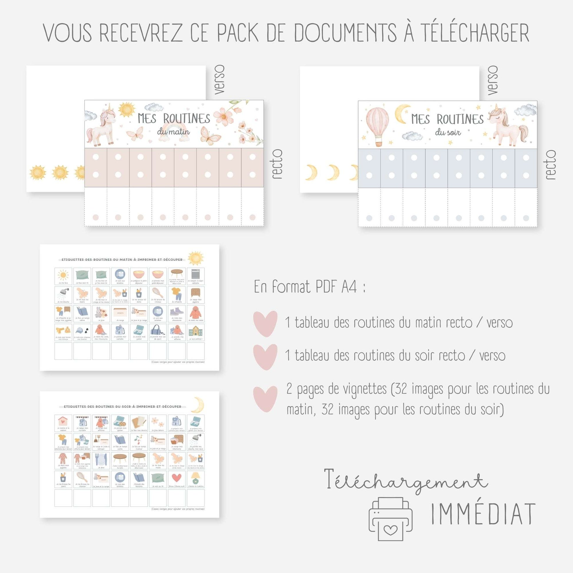 Mes tableaux de routines pliables - Licorne Little Cabane