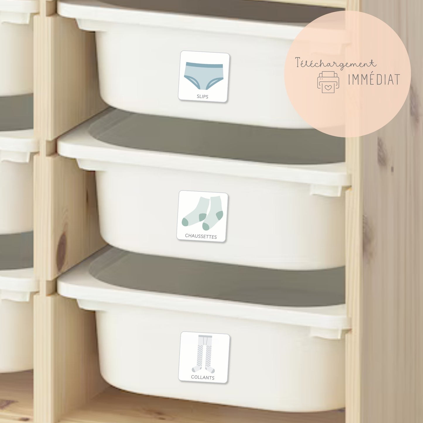 Etiquettes rangement des vêtements enfant