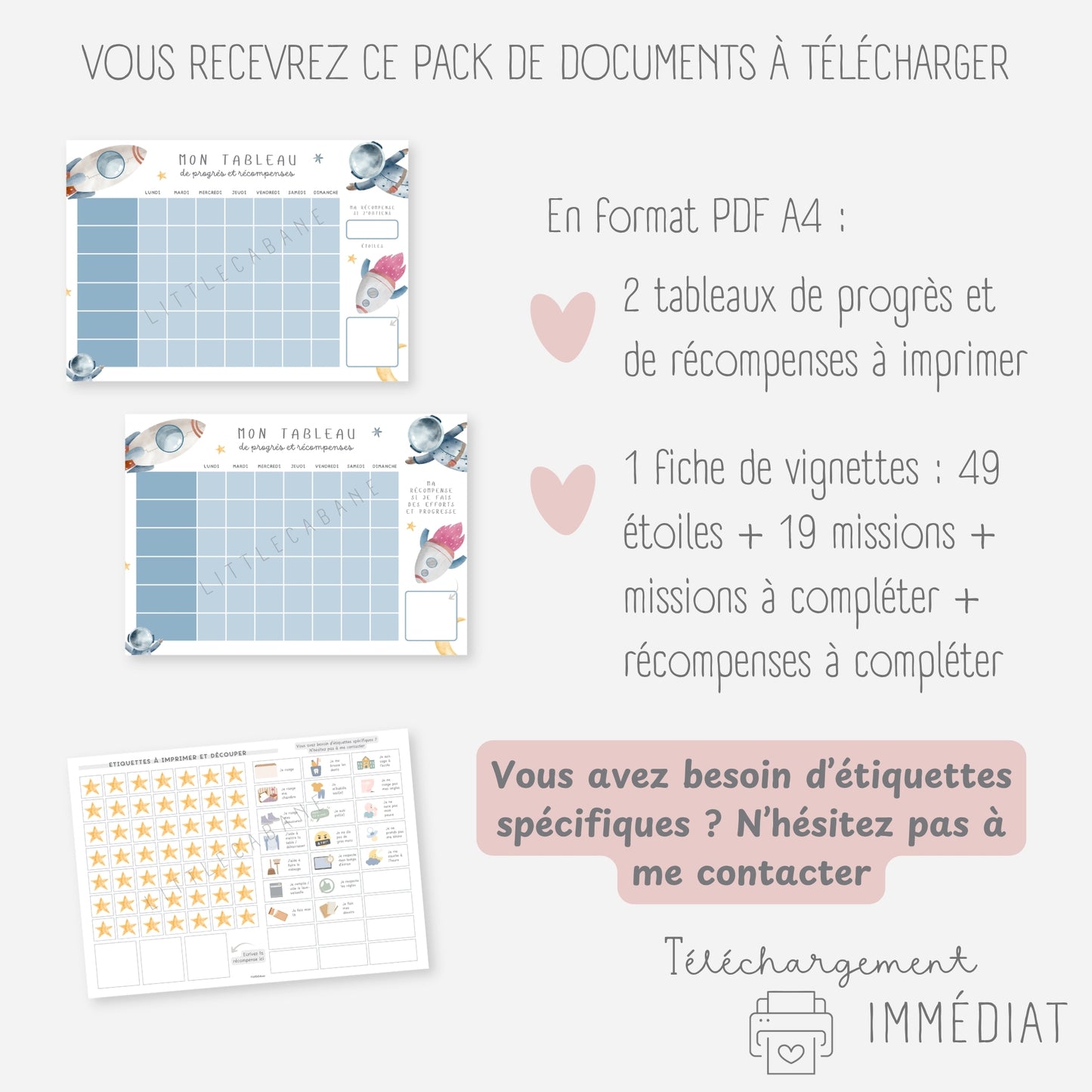 Tableau progrès et récompenses enfant