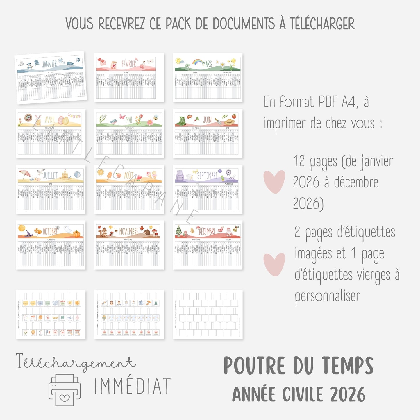 MEGA PACK Semainiers et Routines, Calendriers 2026, Se repérer dans le temps Little Cabane