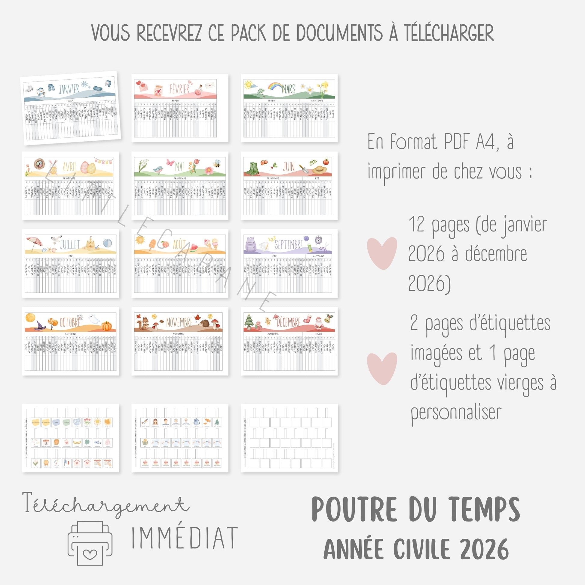 MEGA PACK Semainiers et Routines, Calendriers 2026, Se repérer dans le temps Little Cabane