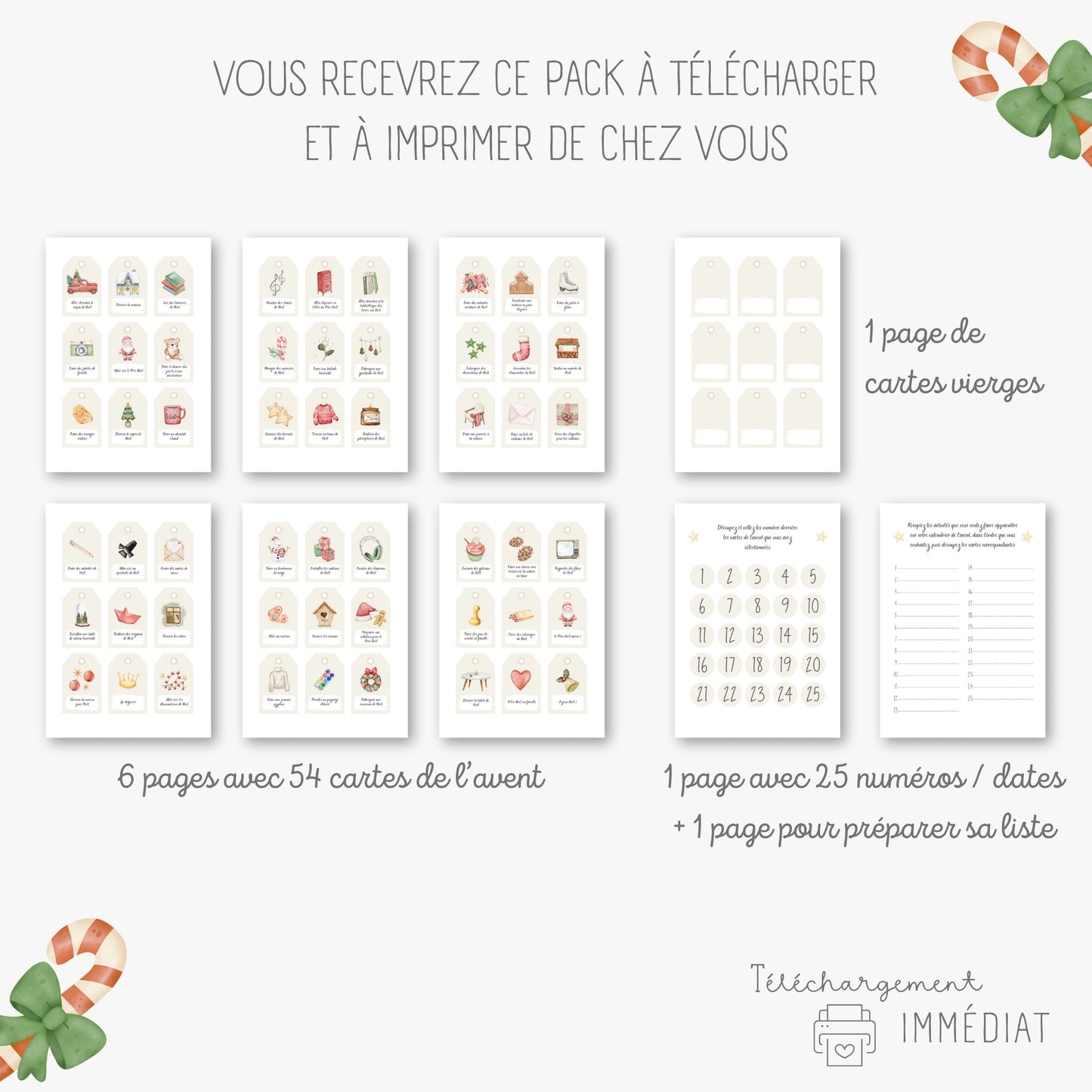 Calendrier de l'avent avec 54 cartes d'activités Little Cabane